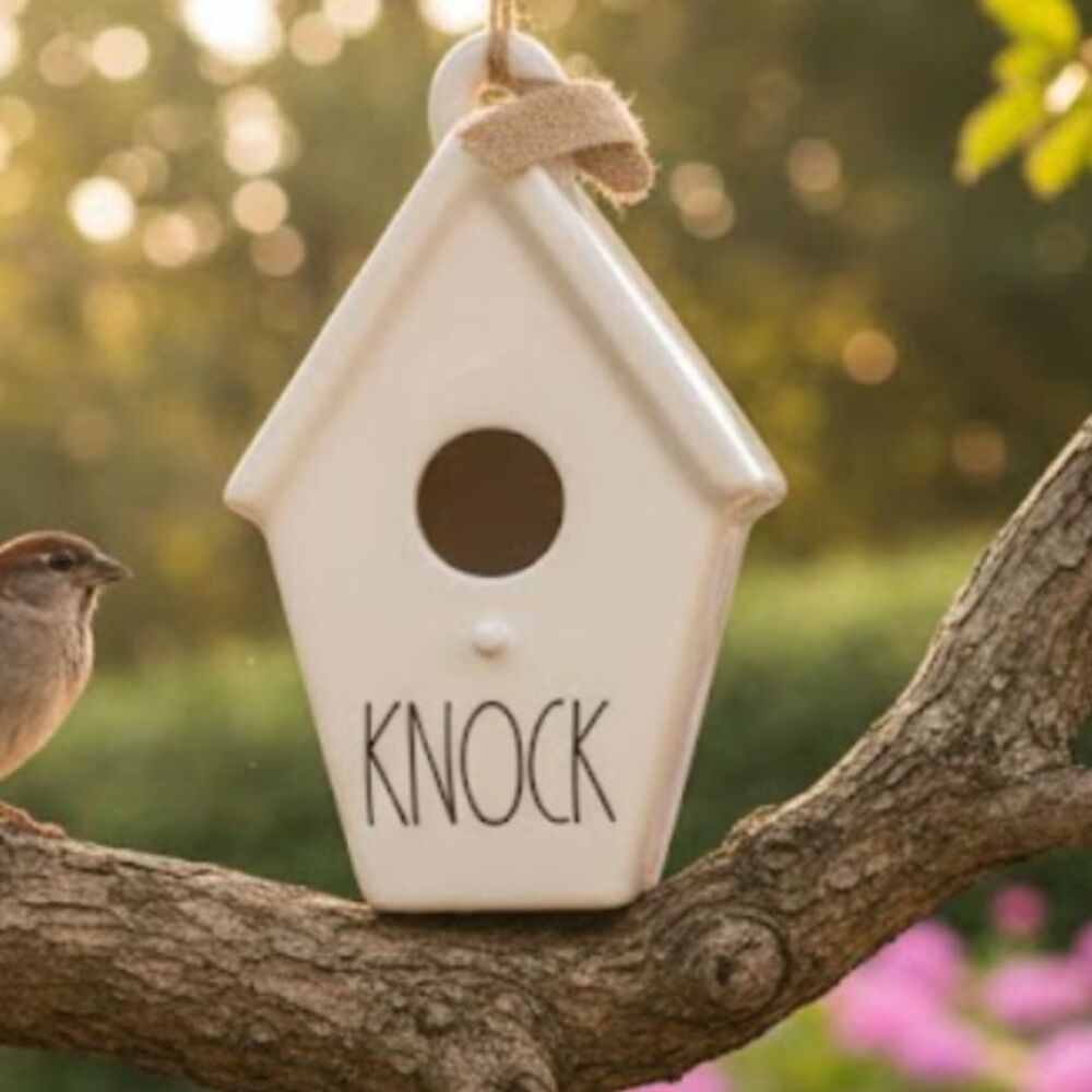 Rae Dunn Knock Birdhouse White Ceramic Farmhouse Rustic Home Decor Collectible